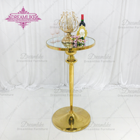 Table haute moderne en verre avec miroir Table de cocktail en acier inoxydable pour hôtel et banquet