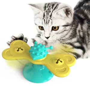 2024 desain baru TPR plastik berputar kincir angin kupu-kupu kucing Gigi hewan peliharaan membersihkan alat masak mainan bola hewan peliharaan