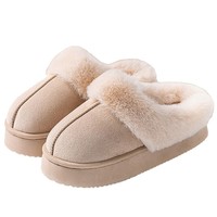 Bottes d'Hiver en Fourrure Moelleuse pour Femmes, Semelle Épaisse Douce, Chaussons Chaleureux d'Intérieur Respirants et Confortables