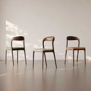 Silla de Comedor Moderna de Madera con Respaldo de Estilo Simple para Cafetería, Hogar, Restaurante, Apartamento - Product Image 4