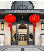 Grande Lanterne Rouge Style Chinois pour le Festival du Printemps, Décorations Suspendues en Flanelle pour Balcon, Extérieur, Porte, Nouvel An