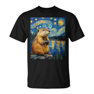 Camiseta gráfica Beaver Van Gogh Style Starry Night - Product Image 2