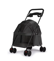 Carrito para Mascotas Plegable de Dos Manos, Ecológico, de 4 Ruedas, Ligero, de Acero al Carbono y Tela Oxford, para Perros Pequeños y Gatos, Portátil, Superventas