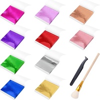 Lot de 2000 feuilles d'imitation or et argent multicolores, format carré 3,5x3,5 pouces, pour dorure artistique et fournitures d'artisanat