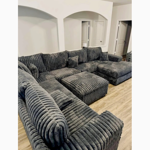 <span class=keywords><strong>Sofa</strong></span> Sudut Ruang Tamu ZMAX Modern Tebal dengan Bantalan Lamp-tufted, <span class=keywords><strong>Set</strong></span> <span class=keywords><strong>Sofa</strong></span> Bentuk L - Product Image 1