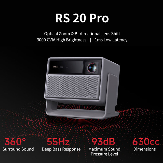 XGIMI RS 20 Pro Native 4K Tri-Color Laser Projector, 3000 CVIA Lumens, 1.2-1.5:1 Optical Zoom,1ms Low Latency Smart Home Theater