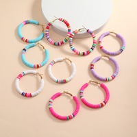 Bohême coloré argile perle boucles d'oreilles africain vinyle disque Boho doux boucle boucles d'oreilles été surfeur bijoux pour femmes plage