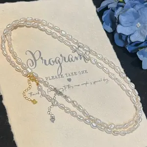 2024 Luxury Brand Freshwater Pearl Long Cross Necklace 925 Sterling Silver