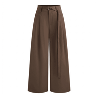 Culottes plissées en lin taille haute coupe ample longueur genou pour femme – Style minimaliste, taille élastique, couleur unie