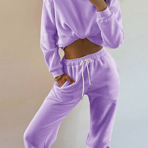 Ensemble de sport de survêtement décontracté pour femmes 2 pièces Sweatshirts Pullover Hoodies Suit Home Sweatpants Shorts Outfits - Product Image 1