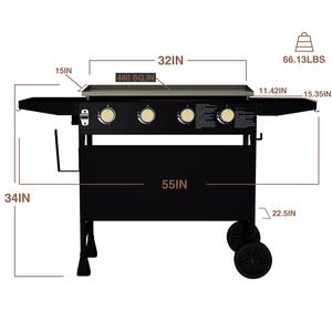 Miire Commercial 4 brûleurs BBQ gaz gril gril chariot hybride sans fumée et enduit de poudre pour <span class=keywords><strong>Barbecue</strong></span> - Product Image 2