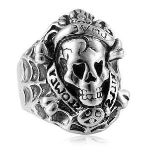 Anillo de calavera yunique para hombre, de acero inoxidable, estilo punk, color plateado, joyería retro, regalo, anillos de moda - Product Image 1