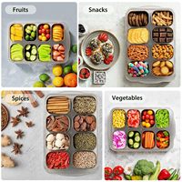 Boîte à lunch bento en acier inoxydable, 8 compartiments, plateau de service divisé avec couvercle et poignée, organiseur de plateaux à collation