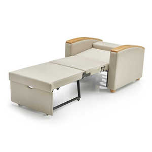 Sofá Cama para Habitación de Hospital Ke Ming, de Cuero, con Reposabrazos de Madera Maciza, Plegable, Multifuncional, para Adultos - Product Image 2