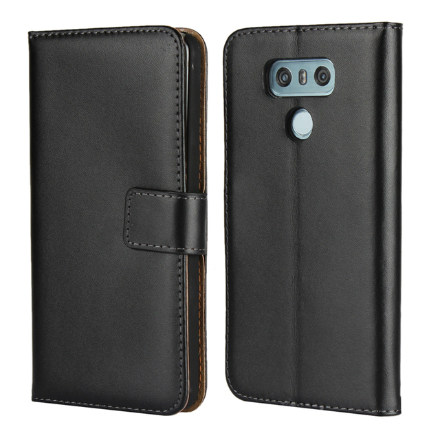 Credit Card Holder Stand Cover Wallet Flip Phone Cover Case Genuine Leather Wallet Case for LG G6