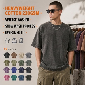 เสื้อยืดคอตตอนหนา 230GSM ขายส่ง เสื้อผ้าสตรีทแวร์ผู้ชาย ทรงโอเวอร์ไซส์ ไหล่ตก สไตล์วินเทจ ซักแล้ว ไม่มีลาย รับสกรีนโลโก้ TKAN6-612 - Product Image 1