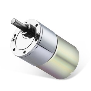 Motor de CC con engranajes 12V 50 RPM 37mm, montaje de brida, imán permanente, construcción metálica cepillada, eje de salida excéntrico - Product Image 1