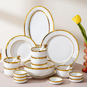 Service de table en porcelaine blanche de luxe, style européen moderne, pour Noël, mariage, 12 personnes - Product Image 1