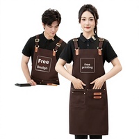 Tabliers de cuisine en toile résistants à l'eau et à l'huile pour personnel féminin, avec logos personnalisés en relief, uniformes de barman, fabriqués en Chine ; Vente en gros