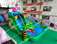 Parc aquatique Jungle Splash : Château, parcours d'obstacles, toboggan, jeux de saut, aire de jeux combinée, piste de jeux, jeux d'escalade, jeux de saut en plein air, décorations, distributeur automatique