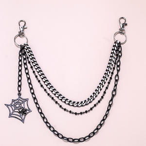 Cadena de cintura de tres capas con diseño de telaraña, estilo punk metálico europeo americano, para fiestas, accesorio de moda hip hop. - Product Image 3