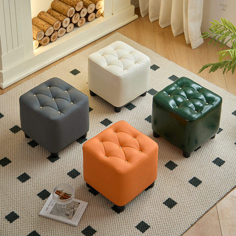 Modern Home Living Room Small Solid Wood Stool Creative Pedal Sofa Coffee  Table With Soft Bag Door Changing Shoe Stool