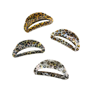 Fermaglio per capelli a mezza luna con motivo leopardato, 10,5 cm, in plastica, accessorio moda per donna, stile casual - Product Image 1