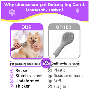 Raclette double face en acier inoxydable pour animaux de compagnie, écologique, sans douleur, facile <span class=keywords><strong>à</strong></span> démêler, pour petits animaux - Product Image 3
