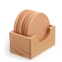 Sous-verres artisanaux vintage en bois de hêtre, écologiques, épaisseur 9 mm, lot de 6, avec logo personnalisé gravé, pour thé, café, bière et autres boissons