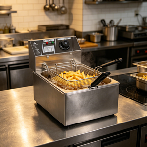 Friteuse sans fumée de qualité commerciale – Appareil de cuisson pour frites, gaufres, poulet frit – Idéal pour la restauration rapide - Product Image 3
