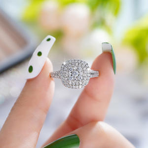 Anello Q281 in Oro Bianco con Diamante Naturale Taglio Brillante Rotondo Colore G Design Halo per Fidanzamento Femminile - Product Image 4