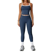 Summer Naked-Feel Yoga Set Couleurs contrastées Cross-Back Design Short Tight-Fitting Breathable Quick Dry Yoga Clothes Women