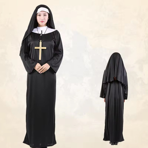 Costume da <span class=keywords><strong>suora</strong></span> per adulti <span class=keywords><strong>vestito</strong></span> da <span class=keywords><strong>suora</strong></span> prete nero pastori Costume da festa Cosplay di Halloween - Product Image 1