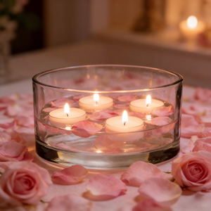 Bol à bougie flottante cylindrique en <span class=keywords><strong>verre</strong></span> <span class=keywords><strong>transparent</strong></span> de 15 cm, non artisanal, large et peu profond, pour bougies chauffe-plat, pétales de rose, décoration intérieure - Product Image 1