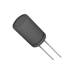 Distribuidor Autorizado: Condensador de Orificio Pasante CAP ALUM 470UF 20% 35V RADIAL TH 35YXJ470MCA10X16 470 uF - Product Image 1