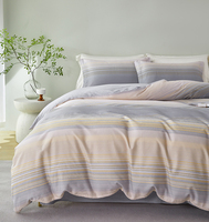 Parure de lit Alenhome 4 pièces 100 % coton à imprimé géométrique, taille double, housse de couette toutes saisons, drap plat, taies d'oreiller, moderne 200TC