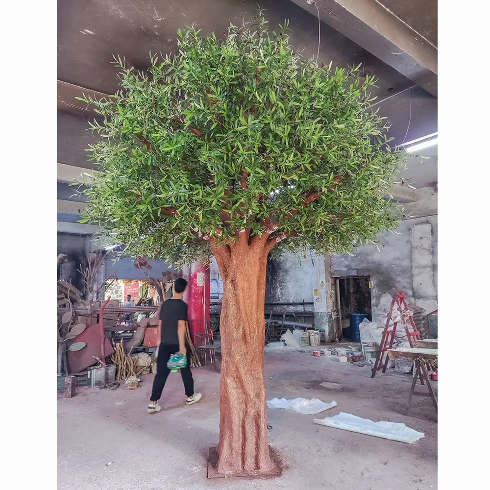 Customized Size Fiberglass Trunk Artificial Olive Trees for Landscape Decoration Plant Type