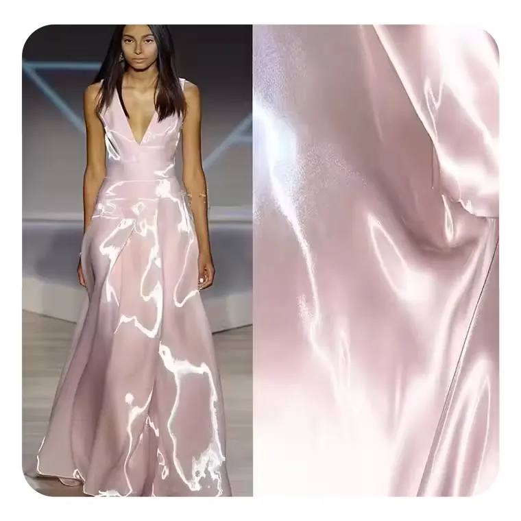 CRISTAL METÁLICO SEDA BRILLANTE LÍQUIDO MIKADO ORGANZA TELA BRILLANTE PARA ROPA DE MODA