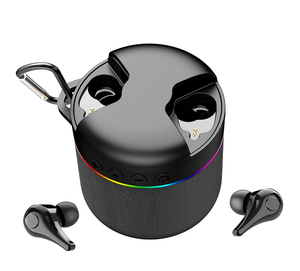 ลำโพงไร้สายแบบ2 In 1พร้อมหูฟังเอียร์บัด,3D เสียงเบสแบบพกพาหูฟังลำโพงบลูทูธ TWS พร้อมตะขอ - Product Image 2