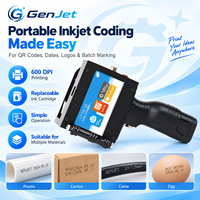 Imprimante jet d'encre portable 600 DPI avec écran tactile 12,7 mm pour codage de date, lot, QR, code-barres et logo sur carton, plastique, métal, bois