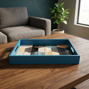 Elegante Bandeja de Servir de Madera Hecha a Mano, Duradera, Multifuncional y Ecológica, con Estampado Animal y Floral, Recubierta con Pintura en Polvo, Apta para Lavavajillas y Microondas - Product Image 1