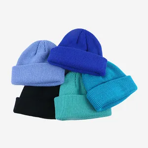 2023 new arrival ALLFLYCustom Knit Cuffed Acrylic Slouchy Winter cuff Beanie Hats Streetwear Skull Winter hat For men women