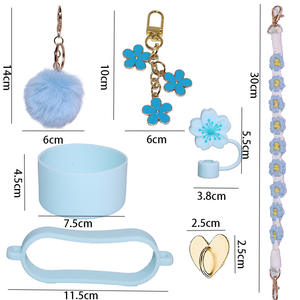 Pour accessoires de barre jetables en Silicone ensemble d'accessoires de bouteille d'eau chaîne de fleur bouchon de paille Pom-Pom chaîne de perles petite fleur - Product Image 3
