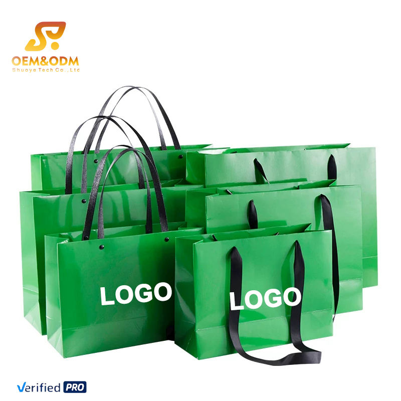 Wholesale Luxury Ivory Board Kraft Bags Custom Printed Logo Luxury