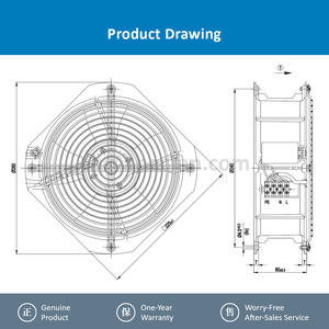 Ventilador Axial de Refrigeración para Gabinete de Inversor Fotovoltaico Eléctrico con Rodamiento de Bolas, para W2E200-HH38-07, 230 VCA, 2550 RPM, 64 W, 0.29 A, 935 m³/h - Product Image 4