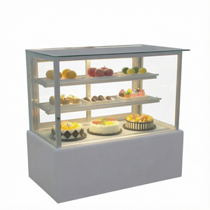 Vitrina Refrigerada Comercial para Pastelería, Exhibidor de Pasteles con Vidrio Curvo, <span class=keywords><strong>2</strong></span> Puertas, 3 Estantes, Congelador Bajo Mostrador - Product Image 1