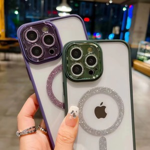 La más nueva carcasa dura de galvanoplastia magnética en polvo flash para iPhone 15 14 13 PROMAX 11 12 PRO, película de lente de cámara, funda de teléfono con Red antipolvo - Product Image 6