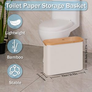 Toilet Paper Storage <b>Basket</b> with Lid Bathroom Organizer Free Standing Toilet Paper Holder for up to 9 Mega Rolls - Product Image 2
