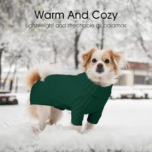 Sweter Turtleneck hijau tua baju hewan peliharaan rajut kabel hangat untuk pakaian anjing bergaya keturunan kecil - Product Image 6