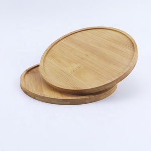 Vente en gros plateau de service en bois personnalisé hôtel restaurant accessoires de cuisine plateau roulant ovale en bois de bambou plateaux de service ronds - Product Image 3